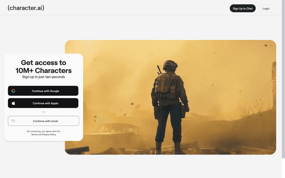 Character.AI (character.ai) homepage — captured 2026-04-26