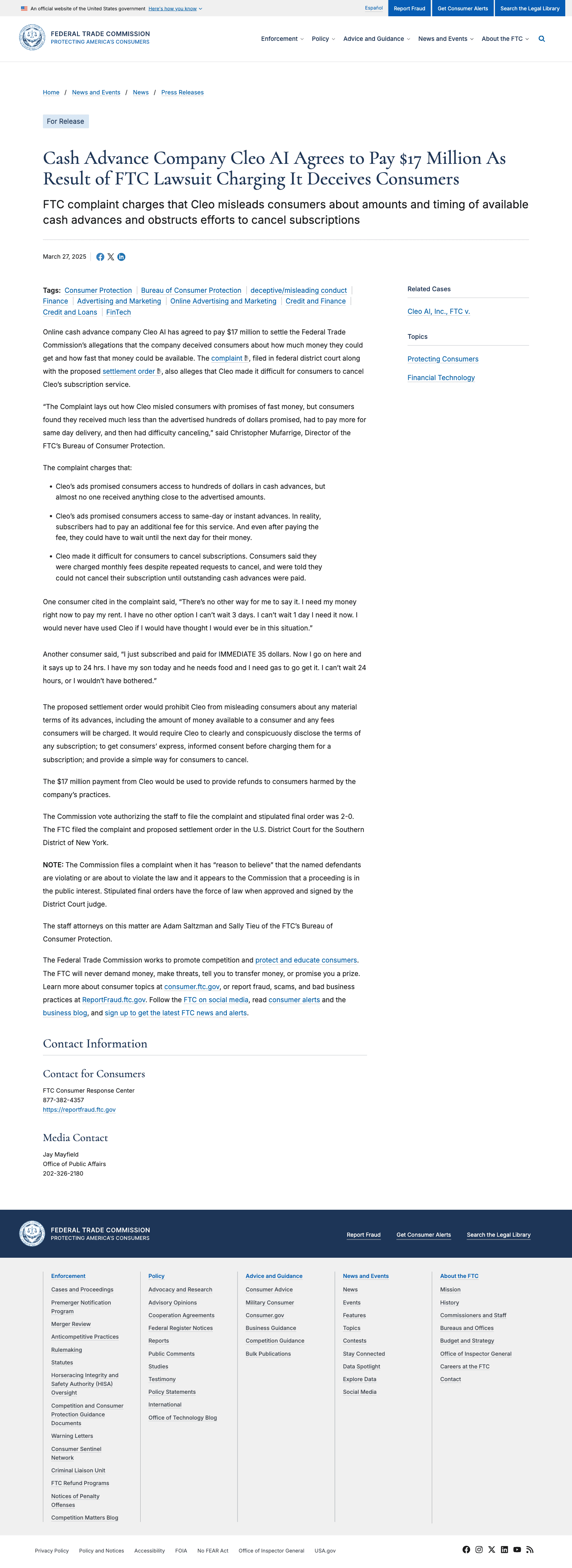 Screenshot evidence for Primary-source federal-record citation for the consent order