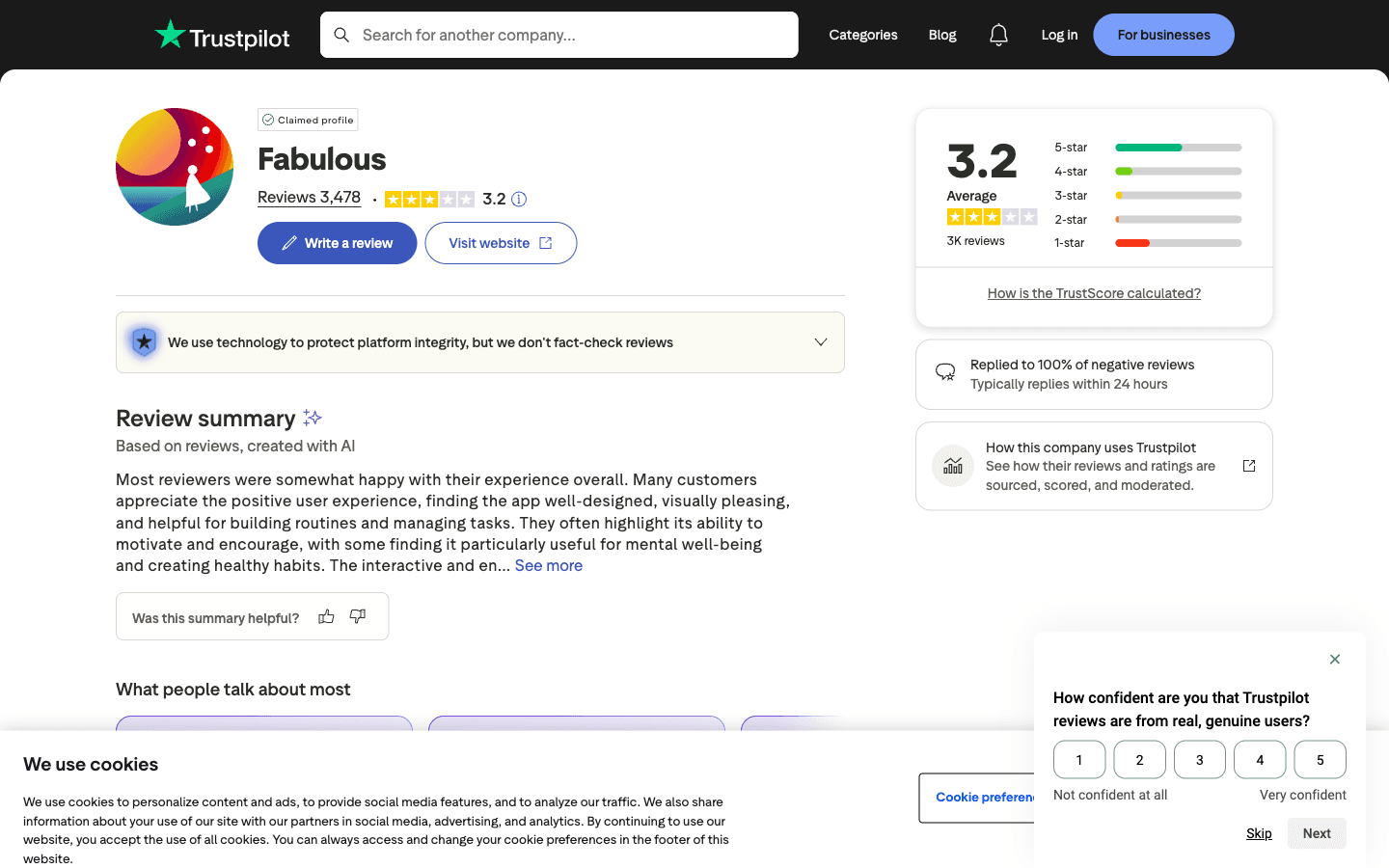 Screenshot evidence for Trustpilot pattern of post-trial billing complaints