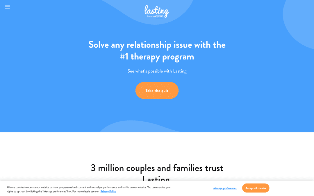 Lasting (getlasting.com) homepage — captured 2026-04-26