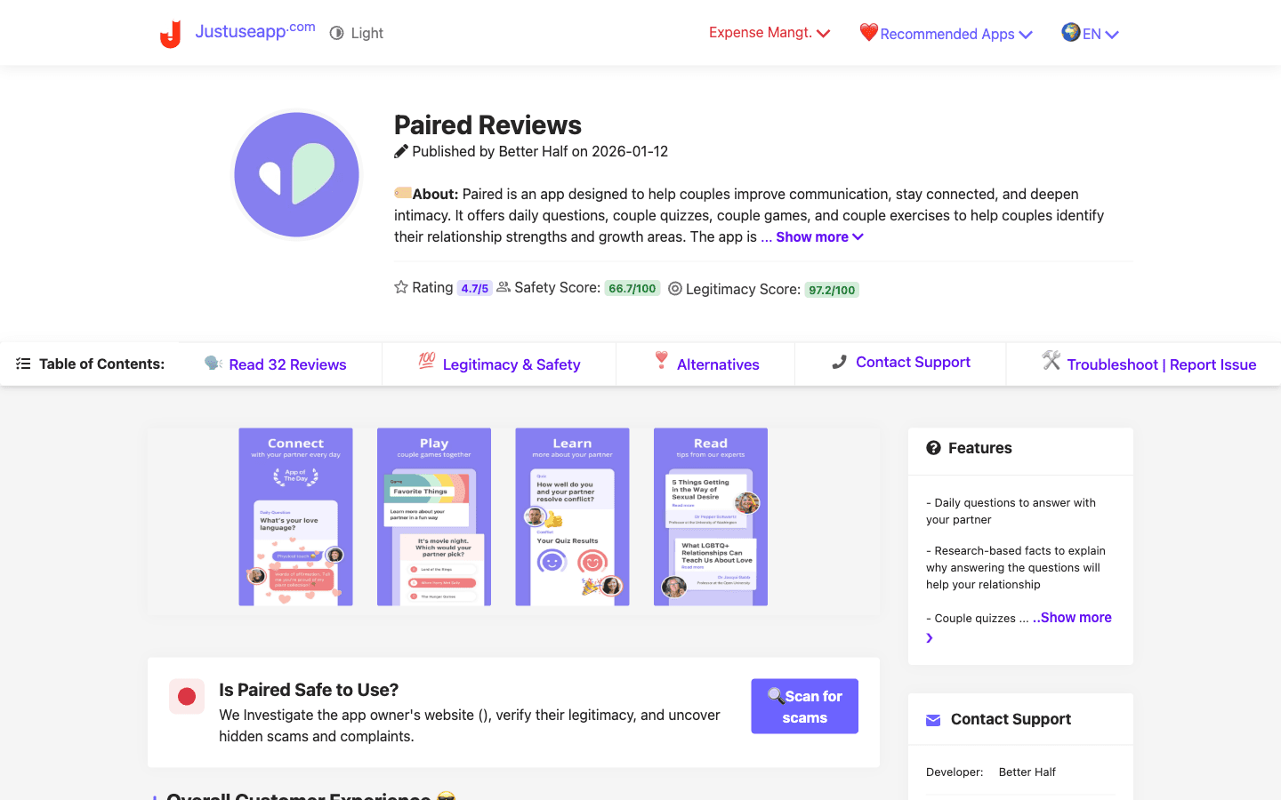 Screenshot evidence for Couples-therapist review documenting the asymmetric-engagement failure mode