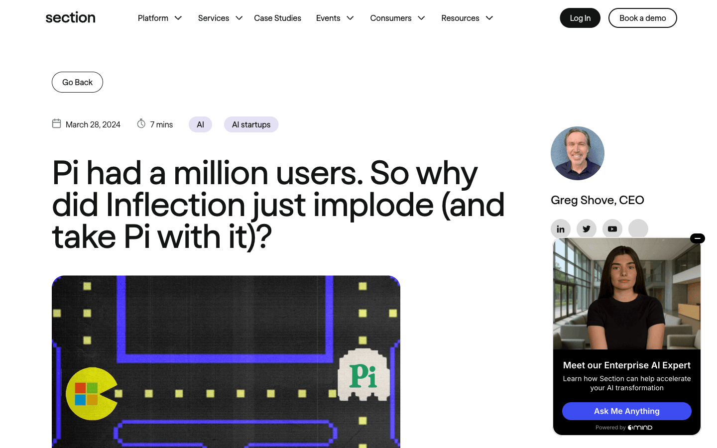 Screenshot evidence for CEO confirmation of strategic refocus away from consumer chatbot innovation
