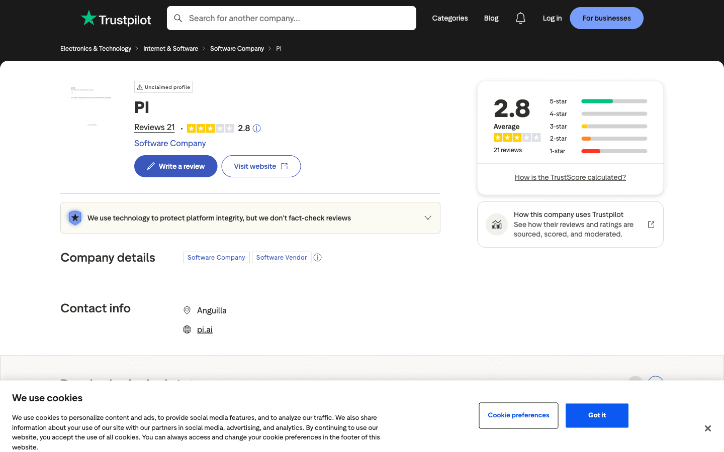 Screenshot evidence for Industry analysis of Pi's post-acqui-hire de-prioritization