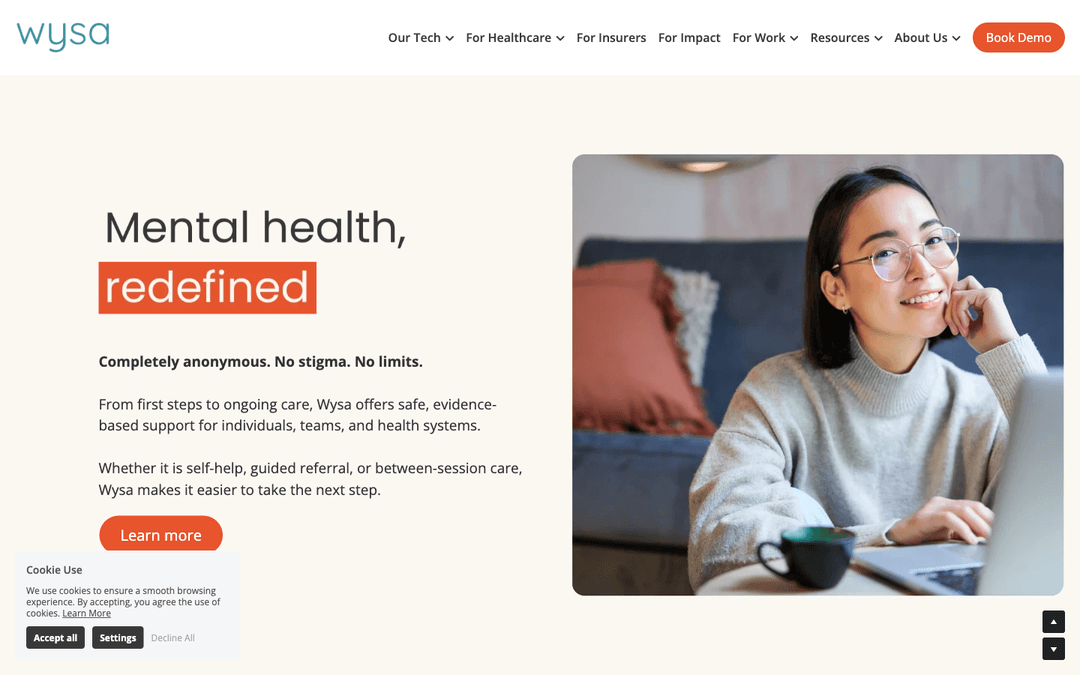 Wysa (wysa.com) homepage — captured 2026-04-26