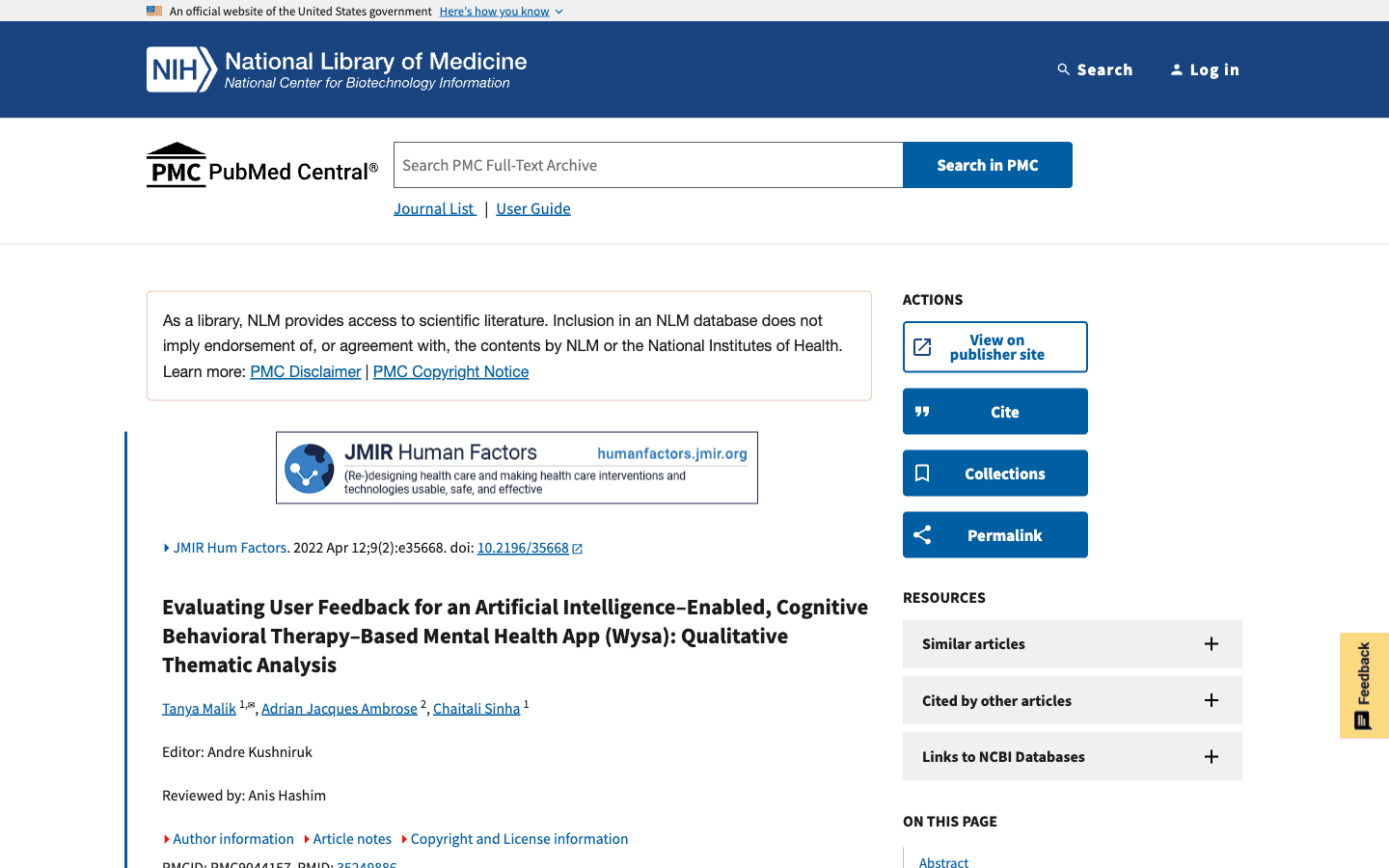 Screenshot evidence for Peer-reviewed academic backing for the bounded-architecture user-feedback pattern